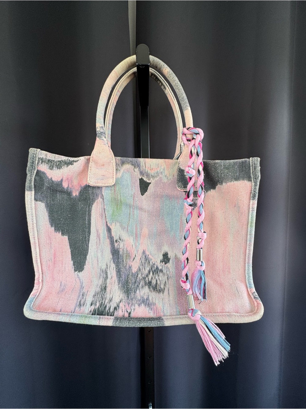 Vince Camuto Pastel Pink and Gray Canvas Tote